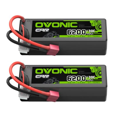 OVONIC 4S LiPo Battery 6200mAh 14.8V 130C RC Battery with Dean-Style T Connector
