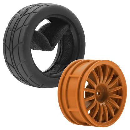 4Pack Vgoohobby OD70mm RC 1/10 On Road Rubber Tires w/Plastic Wheel Rims 12mm Hex Compatible with HSP HPI Redcat Tamiya Traxxas Kyosho 1/10 RC On Road Racing Touring Car (Brown) - color: Brown