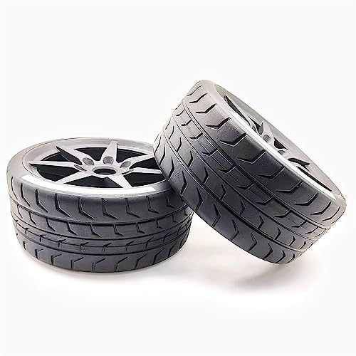1/8 Scale RC Car Road Tires, 2 Pcs RC Car On Road tire Set with 17mm Hex RC Racing Car Wheel with Rim hub for 1/8 RC Racing Car Accessories (Color : 2 PCS White Back) - color: 2 Pcs White Back