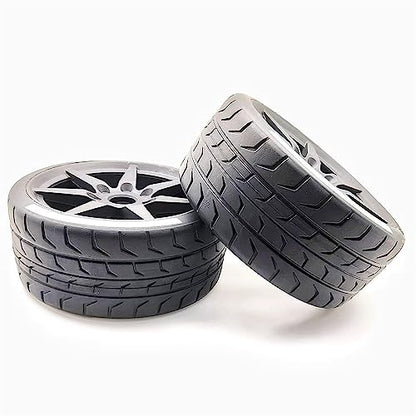 1/8 Scale RC Car Road Tires, 2 Pcs RC Car On Road tire Set with 17mm Hex RC Racing Car Wheel with Rim hub for 1/8 RC Racing Car Accessories (Color : 2 PCS White Back) - color: 2 Pcs White Back