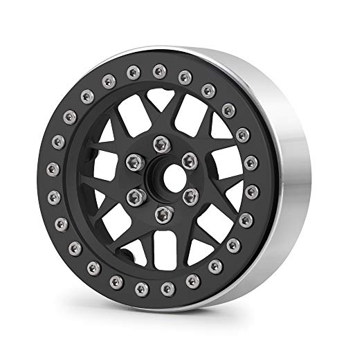 MORLORDY 4PCS RC 2.2 Beadlock Wheels Aluminum Alloy 2.2 inch Wheel Hubs Rims For 1/10 Scale RC Crawler Car SCX10 SCX10 II 90046 SCX10 III AXI03007 D90 TRX4 CC01 Upgrades - Black - color: Black