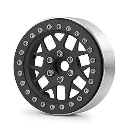MORLORDY 4PCS RC 2.2 Beadlock Wheels Aluminum Alloy 2.2 inch Wheel Hubs Rims For 1/10 Scale RC Crawler Car SCX10 SCX10 II 90046 SCX10 III AXI03007 D90 TRX4 CC01 Upgrades - Black - color: Black