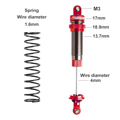 130MM Big Bore Oil Shock Absorbers Upgrade for 1/8 RC Buggies | Fits Arrma / Losi / Axial / Himoto / Hpi - Oil Damper Upgrade - Red - color: red