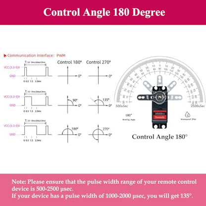 25kg Digital RC Servo High Torque Servo Motor Full Metal Gear Steering Servo DS3225MG for DIY RC Model 1/8 1/10 Baja Cars Robot Boats, Control Angle 180° (Pack of 2) - style: 2PCS 25KG DS3225 - 180°