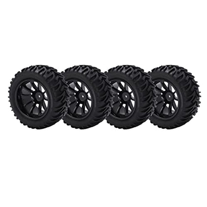 Generic 4PCS RC Plastic Wheel Rim Rubber Tires with 10 Spoke Set, for Truck 1/8 1/10 Remote Control Car