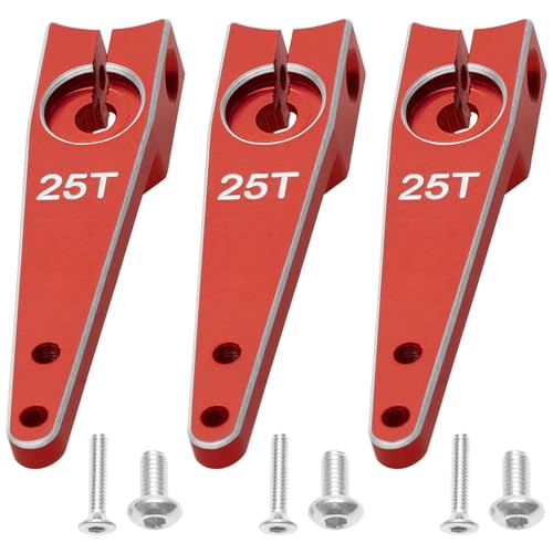 3Pack Vgoohobby 25T Servo Arm Horn Aluminum 25 Teeth Steering Arms Compatible with Futaba Hitec Savox Power HD Servo Motors Fit RC Crawler Car Airplane Plane Boat (1.25inch,Red) - color: Red, size: 1.25inch