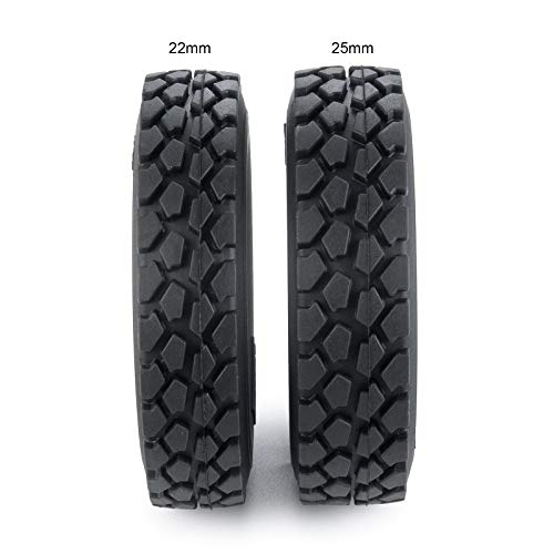 RC-Hub 4pcs RC Rubber Tires Wheels Tires for 1/14 Tamiya Tractor Trucks Trailer RC Car (25mm) - size: 25mm