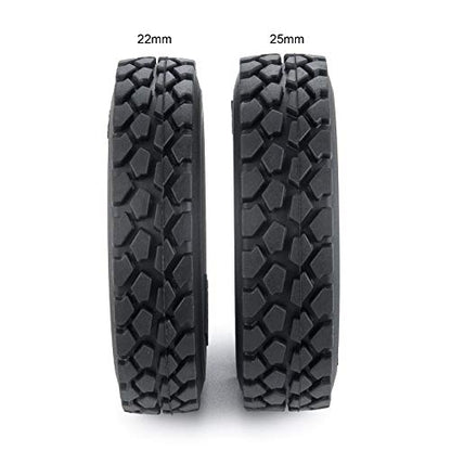RC-Hub 4pcs RC Rubber Tires Wheels Tires for 1/14 Tamiya Tractor Trucks Trailer RC Car (25mm) - size: 25mm