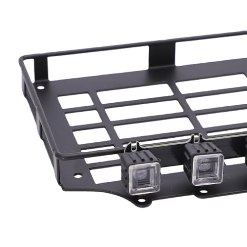 Car Body Parts Cross Bars Metal Roof Rack with Prewired 4 Lights Protective Grilles for Mjx H12Y 112 Offroad Rc Crawler Scale Rc Roof Rack, Metal