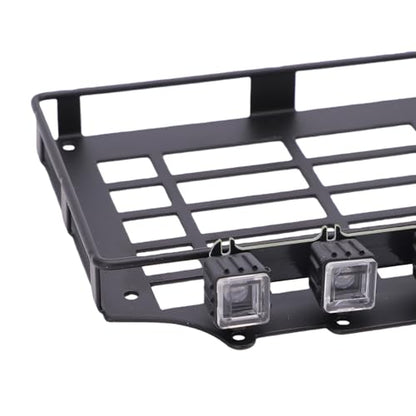 Car Body Parts Cross Bars Metal Roof Rack with Prewired 4 Lights Protective Grilles for Mjx H12Y 112 Offroad Rc Crawler Scale Rc Roof Rack, Metal