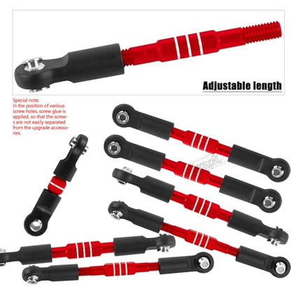 RC Upgrades Part Adjustable Turnbuckles Camber Links Toe Link for 1/10 Slash/Rustler/Stampede/Bandit VXL 4WD 4X4.Alloy Front&Rear Link Set,Red - color: Red(for 1/10)