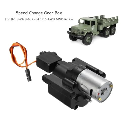 Metal 2-Speed Transmission Gearbox Assembly with Plastic Inner Gears for WPL B1 B16 B24 B36 C24 1/16 4WD 6WD RC Crawler Upgrades