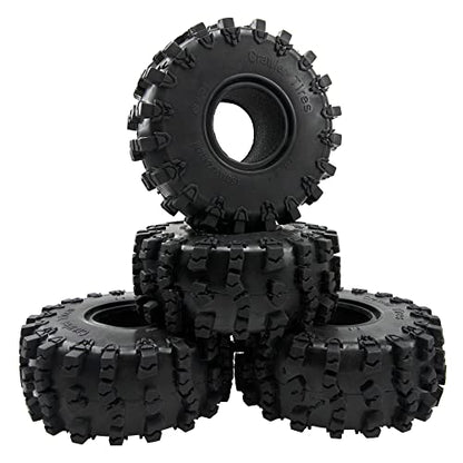 4Pcs ShareGoo Rubber 2.2" Crawler Mud Terrain Tires Super Grip Soft Tyre OD 148mm Compatible with Axial SCX10 90047 D90 TF2 Tamiya CC01 Traxxas TRX4 1/10 RC Rock Crawler Rims Beadlock