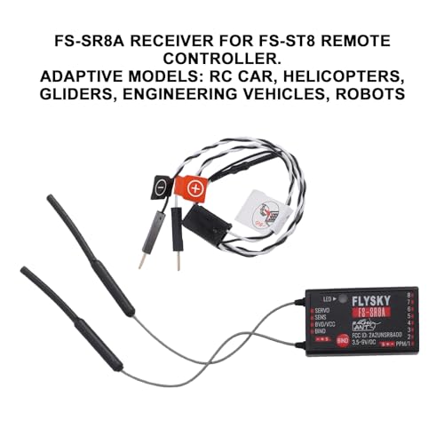 GoolRC Flysky FS-SR8A Receiver, 2.4GHz 8 Channel Receiver ANT Protocol Dual Antennas Compatible with Flysky FS-ST8 FS-ST16 FS-G7P FS-G7P+ FS-G11P RC Transmitter for RC Airplane Car Boat