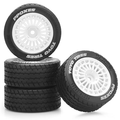 12mm Hex RC Car Tires and Wheels, daitoku 1/14 RC On-Road Drift Racing Tires for Tamiya M08/05/06 MF-01X - Style C (White) - style: Style C