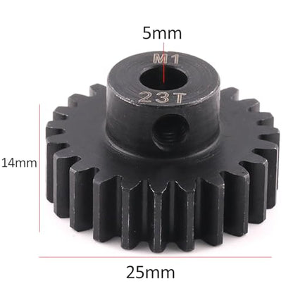 Steel Mod1 5mm Pinion Gear 1PCS, 11-28 M1 Pinion Gear Metal Hardened Steel Fit 5mm RC Motor Shaft with 3.175mm Coupler Compatible with 1/5 1/6 1/8 1/10 1/14 RC Brushless Brush Motor (23T) - size: 23T
