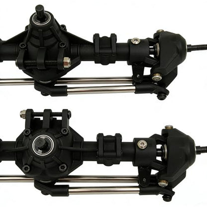 Nylon Front Rear Axle Set with Steel Reverse Bevel Gear for 1/10 RC Crawler SCX10 II 90046 47 R-G-T 86100 Upgrade Part(Black