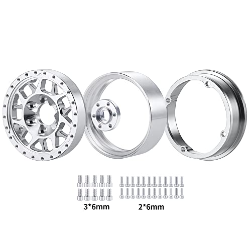 RCLIONS Aluminum 1.9" Beadlock Wheels Rims for AXIAL SCX10-I SCX10 II III AXI03007 TRX4 1/10th RC Crawler Truck Car | 1/10th RC Crawler Truck Car Upgrade Parts - color: Silver