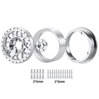 RCLIONS Aluminum 1.9" Beadlock Wheels Rims for AXIAL SCX10-I SCX10 II III AXI03007 TRX4 1/10th RC Crawler Truck Car | 1/10th RC Crawler Truck Car Upgrade Parts - color: Silver