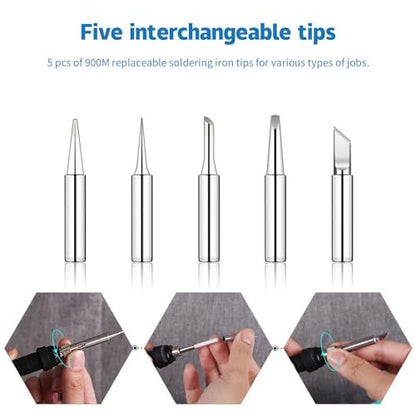 5 Pack Bulk LDK Soldering Iron Kits | 60W 110V Adjustable Temperature Electric Soldering Gun Welding Tools - color: 60w Basic (5 Pack)