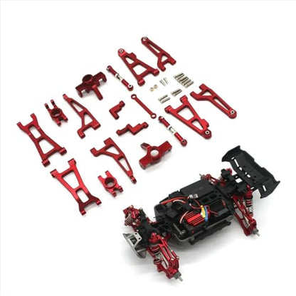 Upgrade Aluminum Alloy Spare Parts Full Set RC Car Accessories Fitting for Hyper Go H16BM H16GT H16DR MJX 1/16 JC16EP Brushless High Speed Trucks (RED,Red Set) - size: Red Set