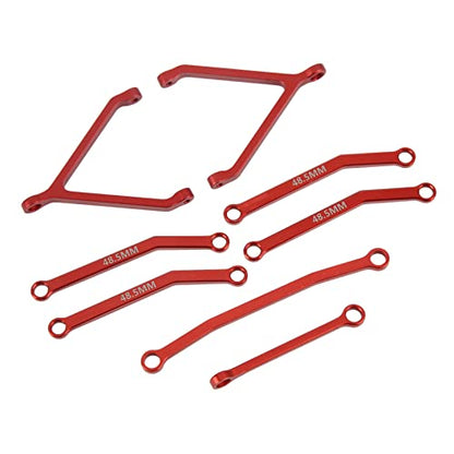 RC Metal Chassis Pull Rods Steering Rods Suspension Links Set, Aluminum Alloy Upgrade Parts for FMS FCX24 1/24 RC Crawler Car with High Strength Lightweight Design (Red) - color: Red