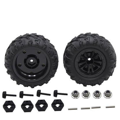 Blomiky 2 Pack 3.3 * 1.85 Inch Wheel Tires 12mm 4 Pack Hexes M4 Locknus and 10 * 2mm Pins 2.6mm Locknuts for Some 1/14 1/16 1/18 1/20 Scales XLH HBX RC Trucks / Q903 Tire Hex Pin