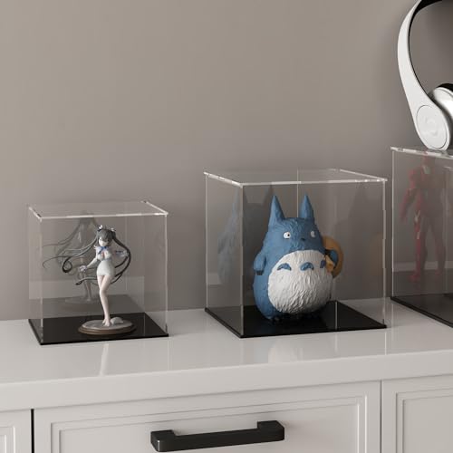 Acrylic Display Case for Collectibles and Toys, Versatile Clear Acrylic Display Box with Black Base for Action Figures and Souvenirs, 8-inch - size: 8"L x 8"W x 8"H