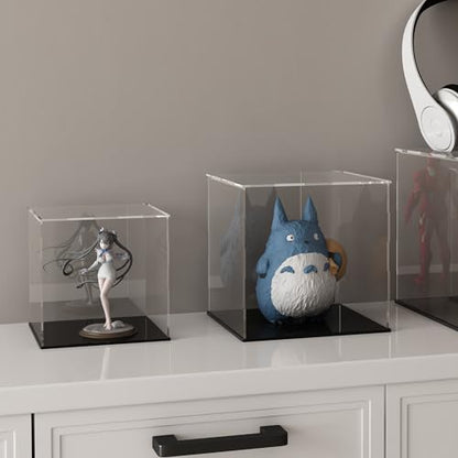 Acrylic Display Case for Collectibles and Toys, Versatile Clear Acrylic Display Box with Black Base for Action Figures and Souvenirs, 8-inch - size: 8"L x 8"W x 8"H