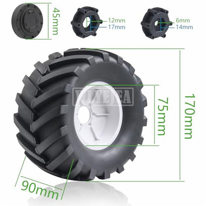 4PCS 1/8 Scale RC Monster Truck Rubber Tire w/17mm Hex Plastic Wheel Rim 170mm/90mm Rubber Rocks Tyres Set Fit for 1/8 Traxxas Sledge 95076-4 Arrma Kraton 6S Typhon 3S HSP HPI Redcat Kaiju - color: 1/8 White 1