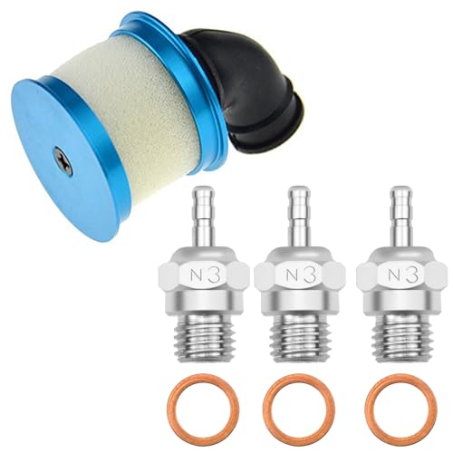 RC Aluminum Capped Air Filter Element Sponge 04104 Upgrade Parts & RC Glow Plug #3 N3 Medium Hot Spark Nitro Engine Parts 70117