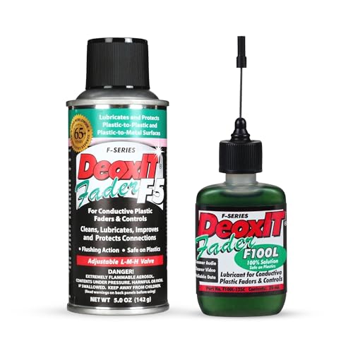DeoxIT FaderLube Maintenance Set, Includes F5S-H6 5% Spray (5 oz) and F100L-L25C 100% Dropper (25 ml) for Potentiometers, Faders & Electronic Contact Lubrication