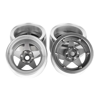 Aluminum 2.2" Beadlock Wheel Offset -10mm Metal Rims for SCX10 RR10 TRX4 VS4-10 Gen8 1/10 RC Crawler Car Upgrade Parts (5-Spoke, Gray) - color: 5-spoke, Gray
