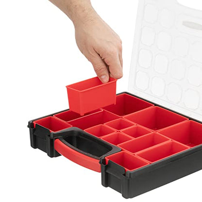 INTERTOOL Hardware Organizer with 13 Removable Bins - Small Parts Storage Tool Box for Nuts, Bolts, Screws, Nails - Portable Handle Transparent Lid with Locks BX08-4031 - style: 13 Removeable Bins