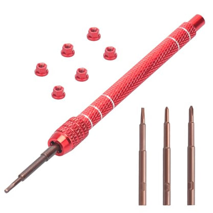 RC Screw Driver Set, daitoku RC Tool Kit Include PH1.5mm/2.0mm H1.3mm T4 Plum for AXIAL SCX30 Ford Bronco 4X4 SCX30 Jeep Wrangler JLU 4X4 (Red) - color: Red