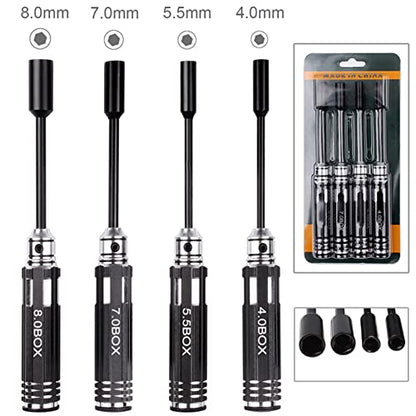 HobbyPark RC Allen Driver Set & Hex Nut Driver Set, 17mm Wheel Wrench, M2 M3 M4 Hex Nuts Wrench, RC Screw Tray