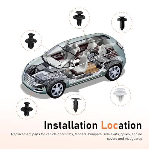 100 PCS Car Bumper Retainer Clips, 6 Sizes Bumper Push Fasteners Rivet Clip Kit with Removal Tool, Auto Door Panel Push Pin, Body Trim Fixed Clip, Universal for Most Cars, Trucks, SUVs