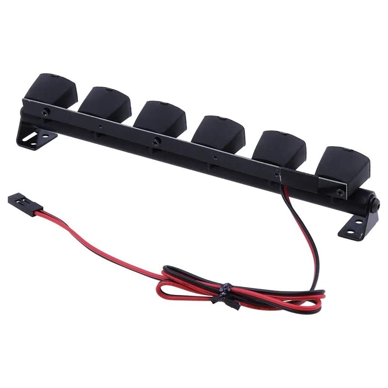 RC Car Light Bar Kit 6 LEDs Body Shell Roof Lights for 1/10 RC Crawler Car Truck Accessories - (Color: Black, CN)