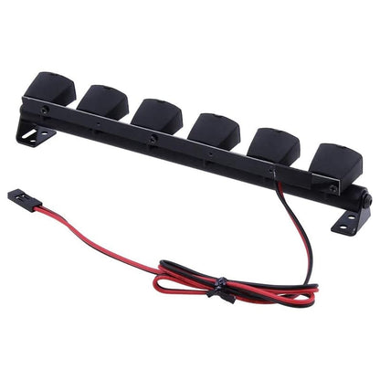 RC Car Light Bar Kit 6 LEDs Body Shell Roof Lights for 1/10 RC Crawler Car Truck Accessories - (Color: Black, CN)