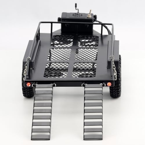 RC Trailer Metal Hitch Mount Trailer with Light Strip for TRX4M Defender Bronco F150 FCX18 SCX24 FCX24 AX24 Etc 1/18 1/24 RC Crawler Car,RC Trucks with Trailers Upgrades Accessories