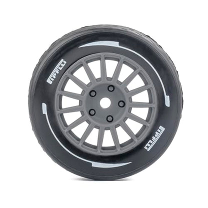 4PCS 1/10 RC Rally Tires & Rims, 58x22mm 12mm Hex Wheel Set, Fits for MJX 14303 14304 1/14 Scale On-Road Car W310 - color: Gray
