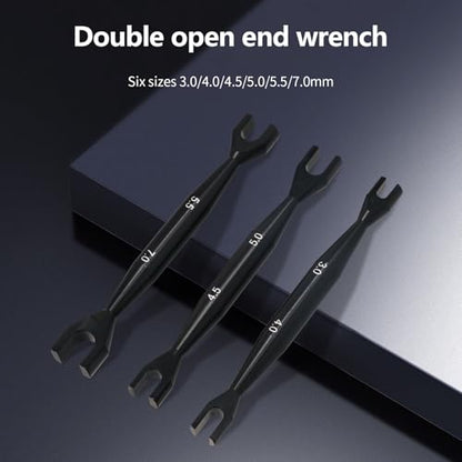 3pcs Aluminum Alloy Wrench 3-4mm 4.5-5mm 5.5-7mm Double End Universal Spanner Open End Small Wrench Set Repair Tool For Rc Car SCX10 Truck (Black) - color: Black