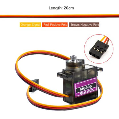 Hosyond 5 Pack MG90S Servo 9G Servo Metal Gear Micro Servo for Arduino Project RC Helicopter Planes Boat Robot Car - size: MG90S x 5