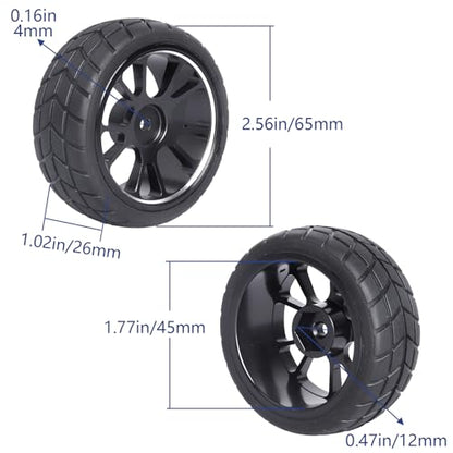 GoHooby 12mm Hex RC Wheels and Tires Pre-Mounted OD 2.55in Compatible with Traxxas Tamiya 1/10 RC On-Road Touring Car (Color 4) - color: Color 4