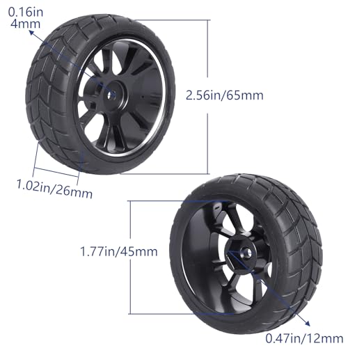 GoHooby 12mm Hex RC Wheels and Tires Pre-Mounted OD 2.55in Compatible with Traxxas Tamiya 1/10 RC On-Road Touring Car (Color 4) - color: Color 4