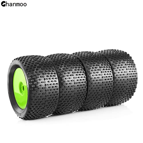 1/8 RC Off Road Racing Truck Tires And Wheels 17mm Hex Rubber Buggy Tyres OD 140mm For 1:8 Scale Monster Truck Car Arrma Typhon 6S Talion 4WD HPI HSP BAZOOKA CAMPER Kyosho TRAXXAS 4PCS (Green) - color: Green
