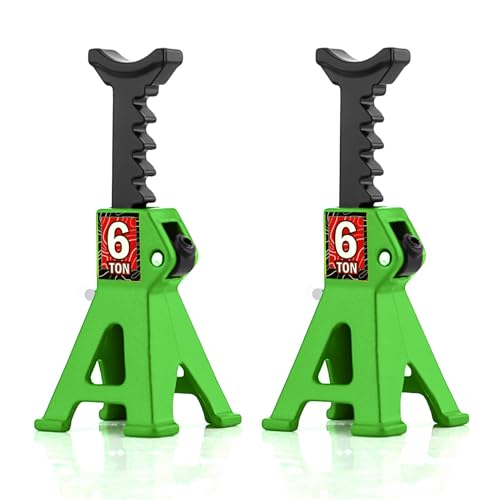 1/24 RC Toy Jack Stands 1/18 Simulation 6 Ton Metal Adjustable Mini Jacks Stand for 1:18 1:24 Scale Crawler Car Axial SCX24 Kyosho Tamiya HSP FCX24 TRX4M SCX24 AX24 Ford Bronco (Green, 2 PCS) - color: Green