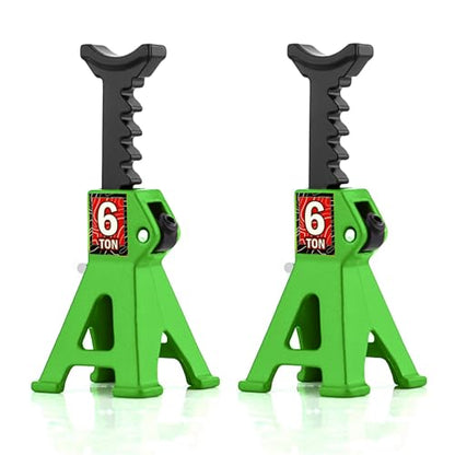 1/24 RC Toy Jack Stands 1/18 Simulation 6 Ton Metal Adjustable Mini Jacks Stand for 1:18 1:24 Scale Crawler Car Axial SCX24 Kyosho Tamiya HSP FCX24 TRX4M SCX24 AX24 Ford Bronco (Green, 2 PCS) - color: Green