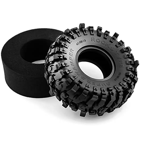 REDSPIDER 1.9 Crawler Tires （4pcs）， Soft Rubber Mud 1.9 Tires OD 118 * 45MM For RC Crawler Car Traxxas TRX4 Axial SCX10 SCX10 II RC4WD D90 D110 TF2 Tamiya CC01 Gen8 (Black sponge inserts) - color: Black sponge inserts