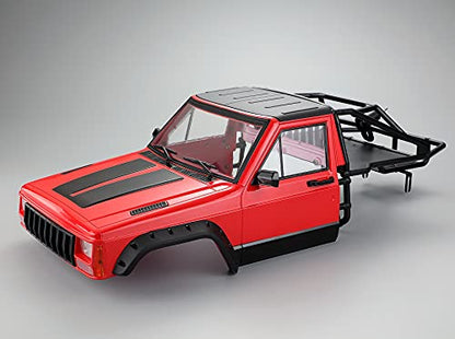 RC Crawler Body Cab & Back-Half Cage Body Shell for 1/10 RC Crawler TRX4 SCX10 90046 AT4 GEN 8 Scout II (Red) - color: Red